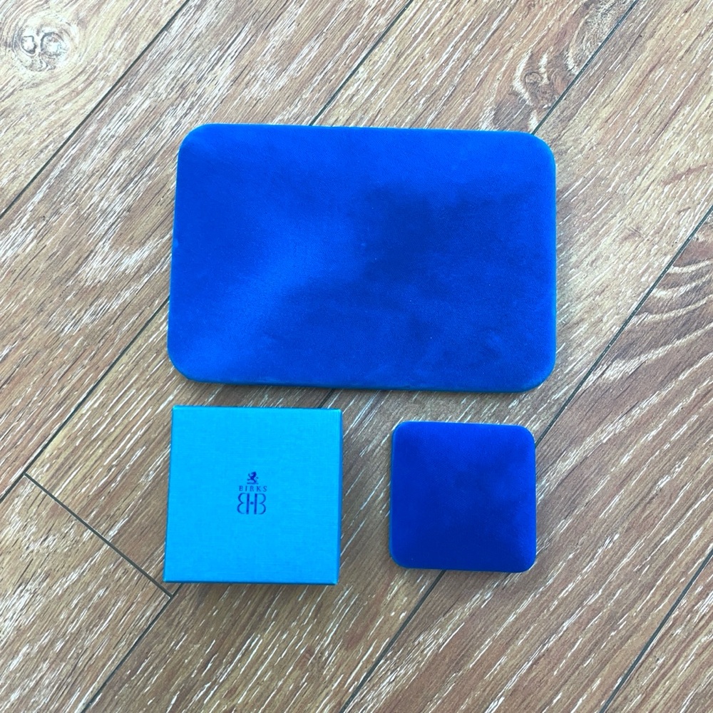 Birks Blue Velvet Jewelry Box Set - Set of 3